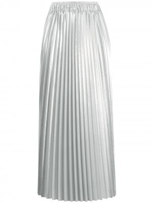 Плиссированная юбка миди с эффектом металлик Nude. Цвет: серебристый