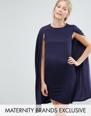 Свободное платье с кейпом Bluebelle Maternity. Цвет: темно-синий