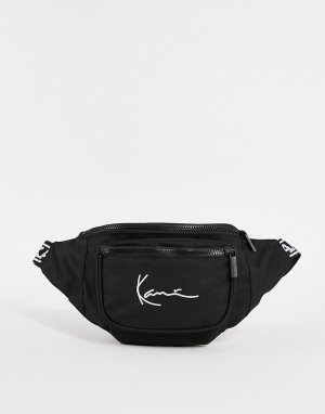 Черная сумка-кошелек на пояс с фирменной отделкой ленте -Черный Karl Kani