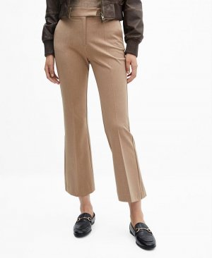 Женские укороченные классические брюки MANGO, коричневый Mango