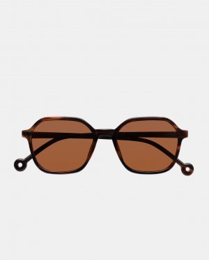 Солнцезащитные очки унисекс с геометрическим узором и поляризационными линзами , коричневый Parafina