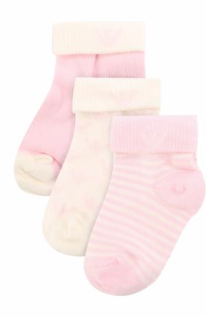 Комплект из трех пар носков Armani Junior. Цвет: розовый