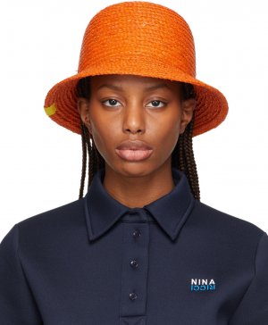 Оранжевая соломенная пляжная шляпа Nina Ricci