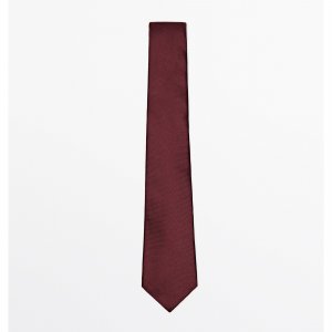 Галстук 100% Silk Textured, темно-бордовый Massimo Dutti