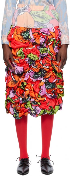 Разноцветная юбка-миди с цветочным принтом Comme Des Garcons Garçons