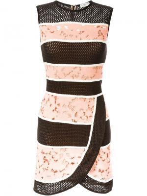 Платье с контрастными панелями Veronique Leroy. Цвет: розовый и фиолетовый