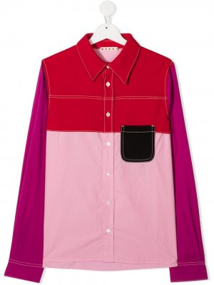 Рубашка в стиле колор-блок Marni Kids. Цвет: розовый
