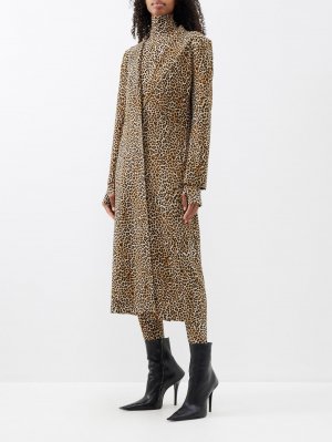 Однобортное трикотажное пальто с леопардовым принтом , коричневый Norma Kamali