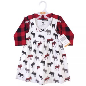 Hudson для младенцев и маленьких девочек, хлопковое платье кардиган, комплект из 2 предметов, цвет Buffalo Plaid Moose Baby