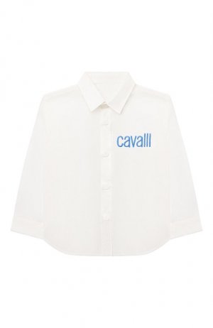 Хлопковая рубашка Roberto Cavalli. Цвет: белый