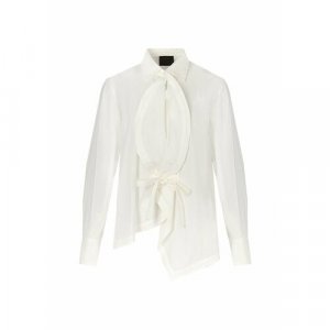 Рубашка , повседневный стиль, свободный силуэт, длинный рукав, баска, размер 44, белый Sonia Speciale. Цвет: белый