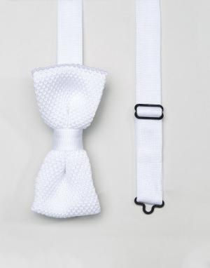 Вязаный галстук-бабочка Noose & Monkey. Цвет: белый
