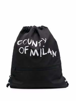 Рюкзак с кулиской и логотипом Marcelo Burlon County of Milan. Цвет: черный
