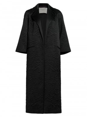 Оперное пальто из стеганого шелкового шармеза с узором пейсли , черный Adam Lippes