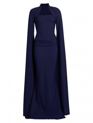 Платье Reiko с накидкой и рукавами , цвет blue notte Chiara Boni La Petite Robe