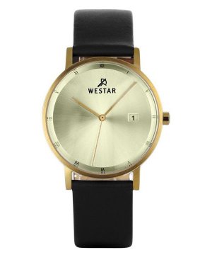 Profile Черный кожаный ремешок Кварцевые мужские часы с легким циферблатом цвета шампанского 50221GPN102 Westar