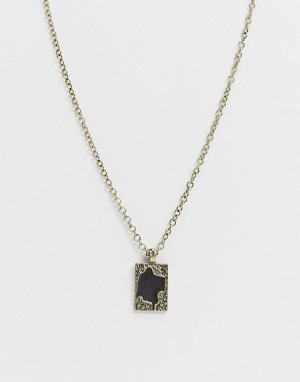 Золотистое состаренное ожерелье с подвеской из бирюзы -Золотой Icon Brand
