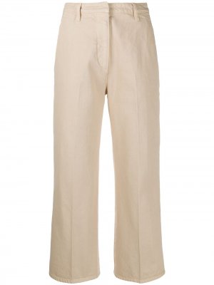 Укороченные однотонные брюки Prada. Цвет: нейтральные цвета