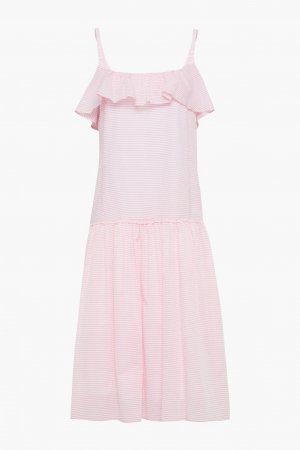 Платье миди Mona из хлопка в полоску с оборками , розовый Loup Charmant