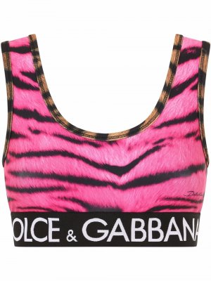 Zebra-print sleeveless tank top Dolce & Gabbana. Цвет: розовый