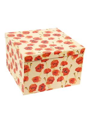 Коробка крафт, набор из 5 шт. 22х22х16 - 30х30х20 см. Маки. VELD-CO. Цвет: светло-коричневый, красный