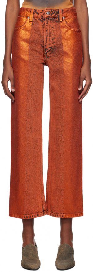 Оранжевые широкие джинсы Eckhaus Latta