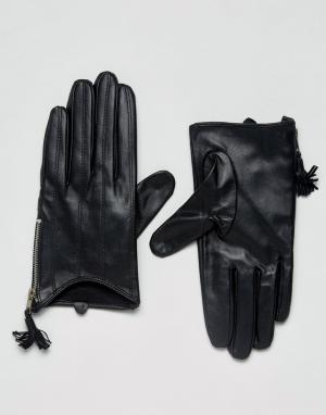 Кожаные перчатки Lavand. Цвет: черный
