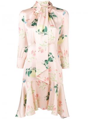 Расклешенное платье-рубашка с цветочным принтом Peter Pilotto. Цвет: розовый