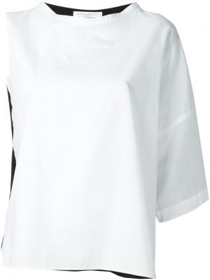Асимметричная блузка с контрастной спиной Lucio Vanotti. Цвет: белый