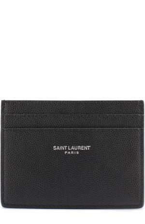 Кожаный футляр для кредитных карт Paris Saint Laurent. Цвет: чёрный