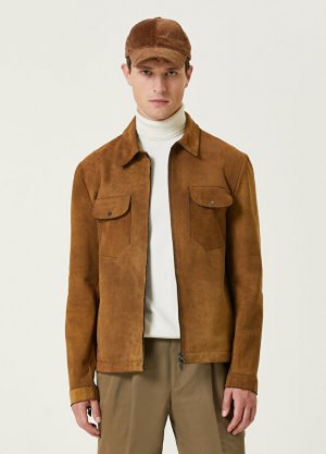 Светло-коричневая замшевая куртка Salvatore Santoro. Цвет: коричневый