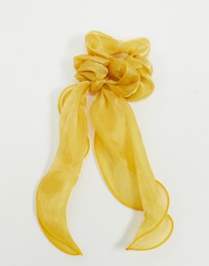 Золотистая резинка для волос с большим бантом -Желтый Pieces