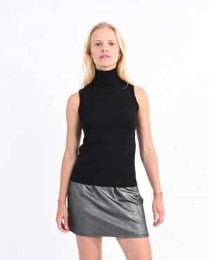 Женский свитер с высоким воротником без рукавов , черный Molly Bracken. Цвет: черный