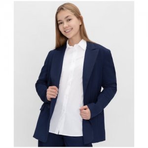 Пиджак двубортный на пуговицах с лацканами синий Teens line, размер 176, модель 222BBGTS48011000 Button Blue. Цвет: синий