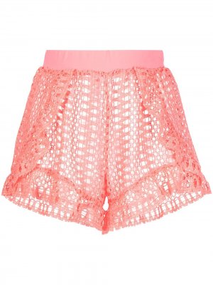 Crochet high-waist shorts PatBO. Цвет: розовый