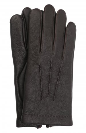 Кожаные перчатки Loic Deer Agnelle. Цвет: коричневый