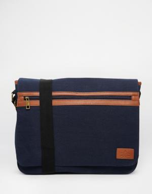 Темно-синий парусиновый портфель с передним карманом на молнии ASOS. Цвет: темно-синий