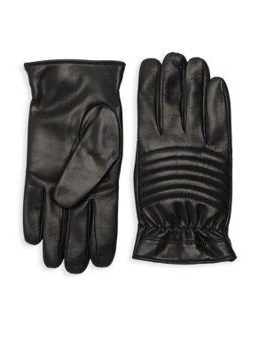 Ребристые кожаные перчатки, черный Portolano