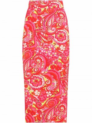 Юбка миди с принтом пейсли Dolce & Gabbana. Цвет: красный