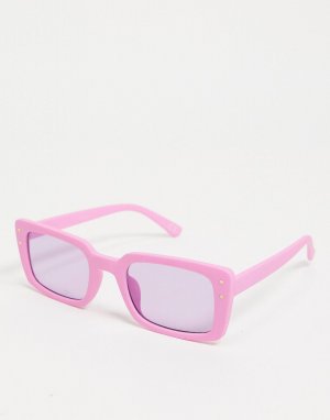 Пурпурные солнцезащитные очки средней квадратной формы с металлическими заклепками ASOS DESIGN