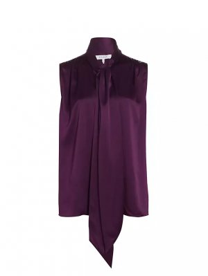 Шелковая блузка без рукавов Femme с воротником-стойкой , цвет plum Frame