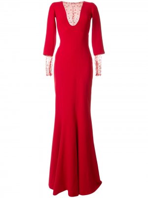 Декорированное длинное платье Saiid Kobeisy. Цвет: fiery red