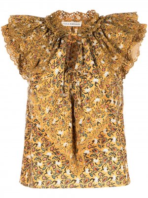 Блузка с вышивкой Ulla Johnson. Цвет: коричневый