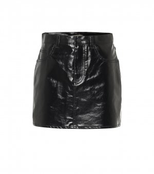 Хлопковая мини-юбка с покрытием , черный Saint Laurent