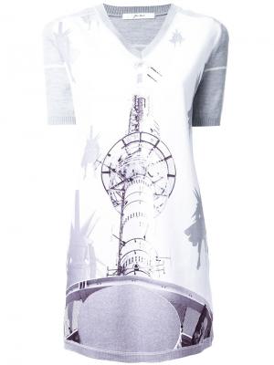 Вязаное платье Julien David. Цвет: серый