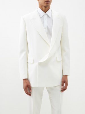 Двубортный костюмный пиджак grain de poudre с драпировкой , белый Alexander McQueen
