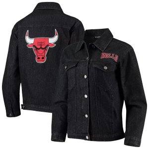 Женская черная джинсовая куртка на пуговицах с нашивкой Wild Collective Chicago Bulls Unbranded