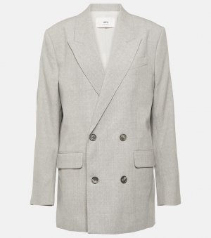 Двубортный шерстяной пиджак Ami Paris, серый Paris
