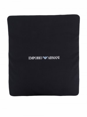 Одеяло с логотипом Emporio Armani Kids. Цвет: синий