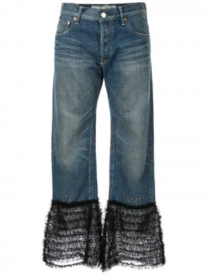 Расклешенные джинсы со вставками из тюля Tu es mon TRÉSOR. Цвет: синий